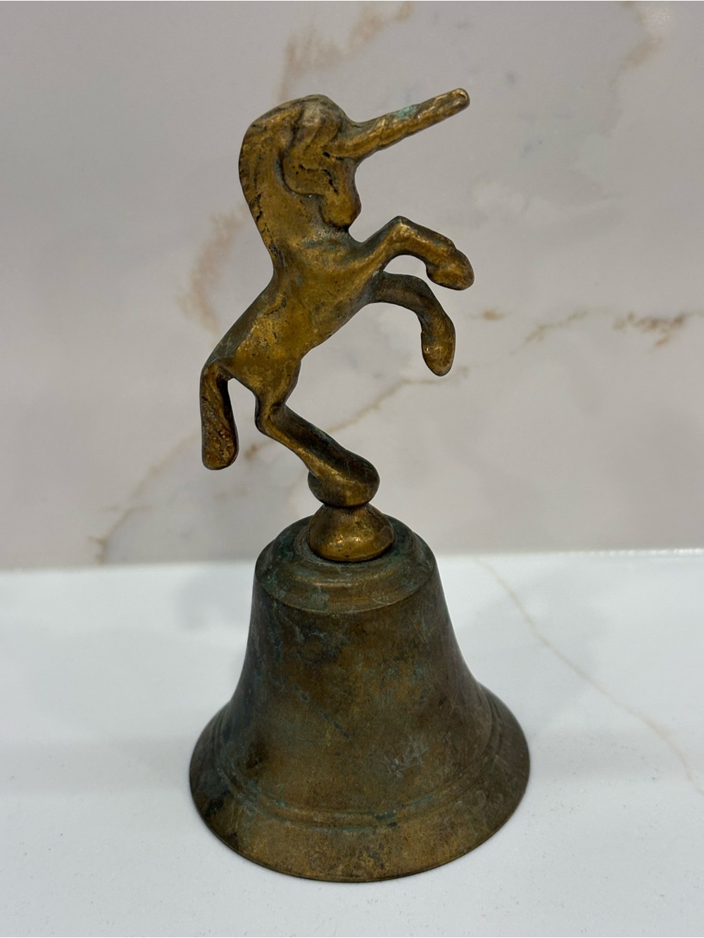 Brass Unicorn Decorative Bell - Antique Brass Finish Whimsy Fantasy Fairy
